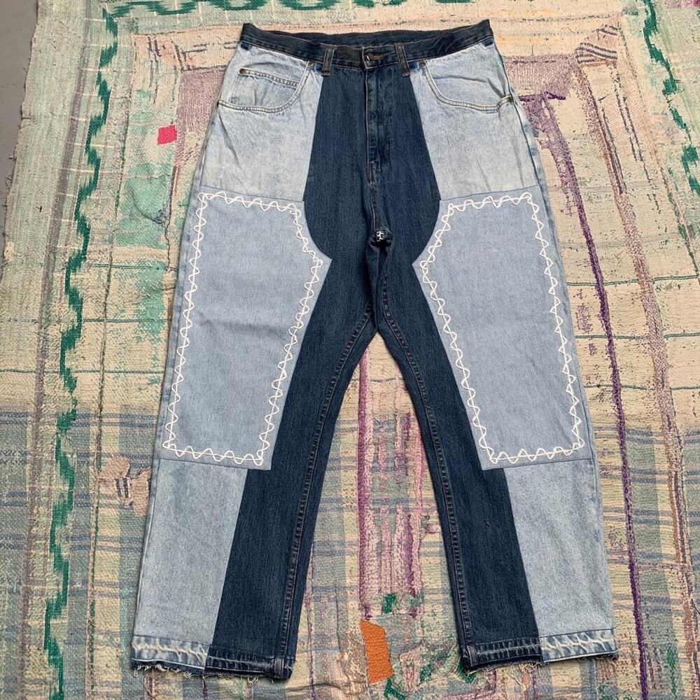 Custom upcycled double knee jeans 36x28